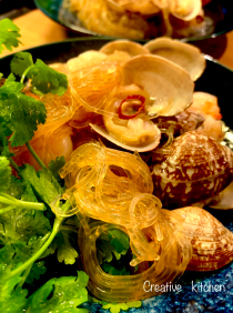 エビとあさりの春雨ピリ辛うまうま煮